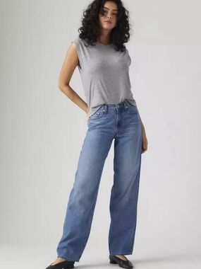 Levi's Baggy Dad Linen and Denim Straight Leg Jeans Size 26